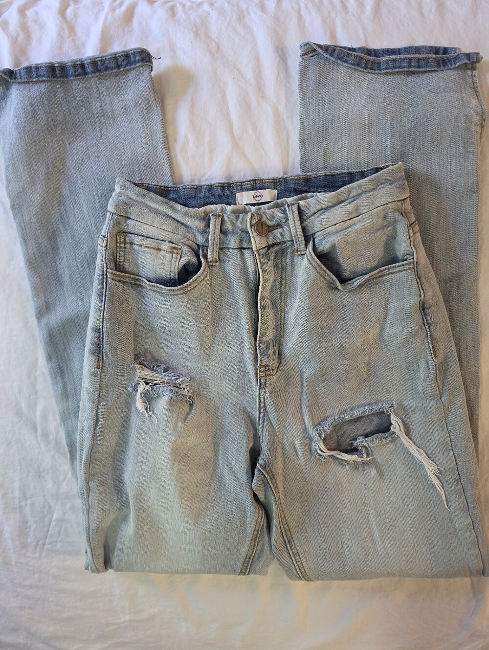 LA Baddie Distressed High Rise Split Hem Jeans 5